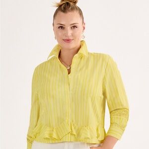 NWT! CAbi Yellow Boxy Button Down Shirt
